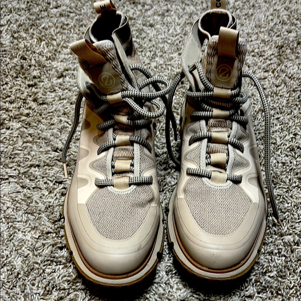 Cole Haan Zerogrand High-Top Hiking Sneakers - Gray and Cream